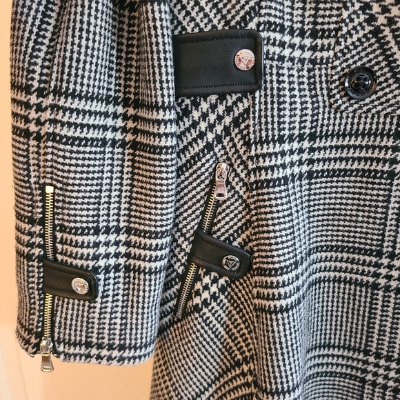 Guess houndstooth wool blend peacoat with pleather accents - Picture 6 of 14